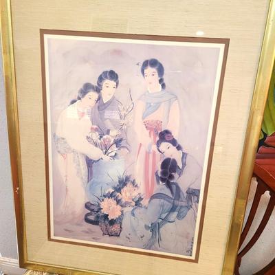 Lot #216  Contemporary Decorative Framed Print - Group Chinese Ladies