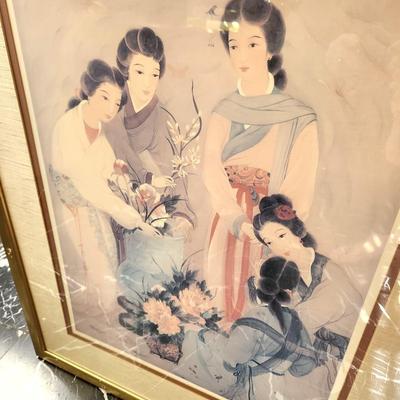 Lot #216  Contemporary Decorative Framed Print - Group Chinese Ladies