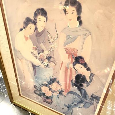 Lot #216  Contemporary Decorative Framed Print - Group Chinese Ladies