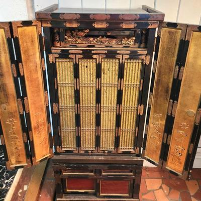 Lot #217  2 Piece Antique Chinese/Japanese Household Altar