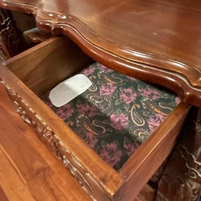 Heavily Carved Wood Dresser with Mirror