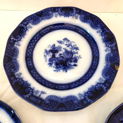 Lot #220  Lot of 3 Antique Flow Blue Plates, ca. 1850