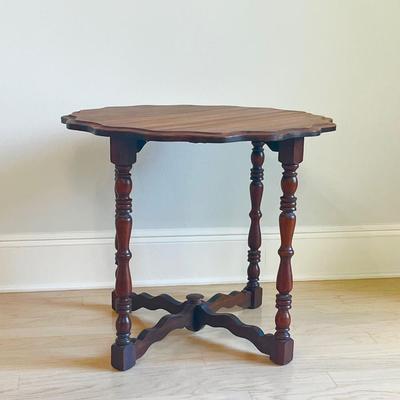 Mahogany Side Table With Scalloped Top