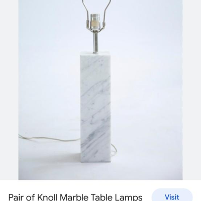 Gray & White Marble Base Table Lamp ~ White Shade