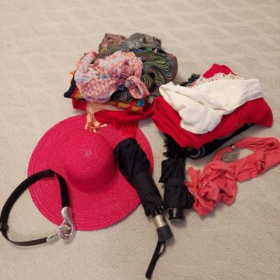 Pashmina & More Scarves Plus Straw Hat, Umbrellas & Belt (BR2-RG)