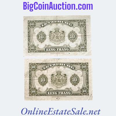 1944 GRAND-DUCHE DE LUXEMBOURG 10 FRANC NOTES