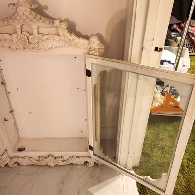 Lot #222 Vintage Wooden Wall Display Cabinet - Shabby Chic