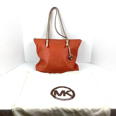 869 Michael Kors Orange Pebble Leather Tote Purse