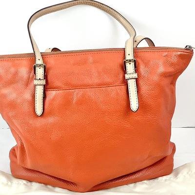 869 Michael Kors Orange Pebble Leather Tote Purse