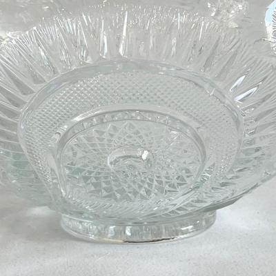 Crystal Cut Punch Bowl with Matching 20