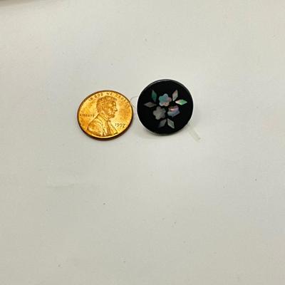 857 Antique Mother of Pearl Inlay and Handpainted Buttons