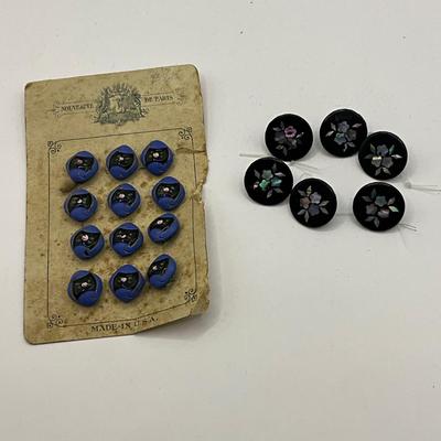 857 Antique Mother of Pearl Inlay and Handpainted Buttons