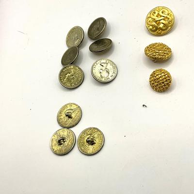 859 Antique Goldtone Buttons with Goldtone Coin Buttons