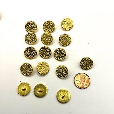 859 Antique Goldtone Buttons with Goldtone Coin Buttons