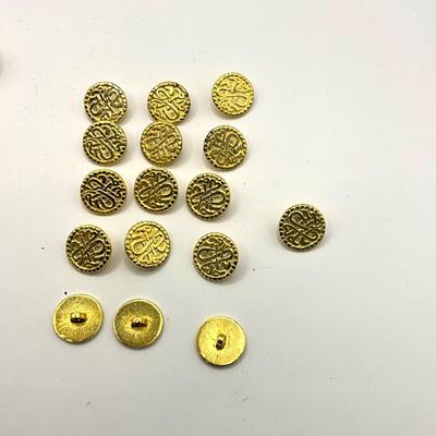 859 Antique Goldtone Buttons with Goldtone Coin Buttons