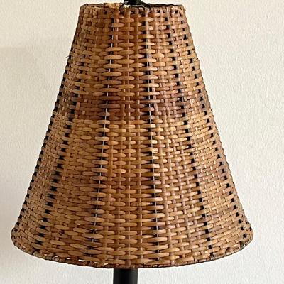 Wicker Table Lamp With Metal Base