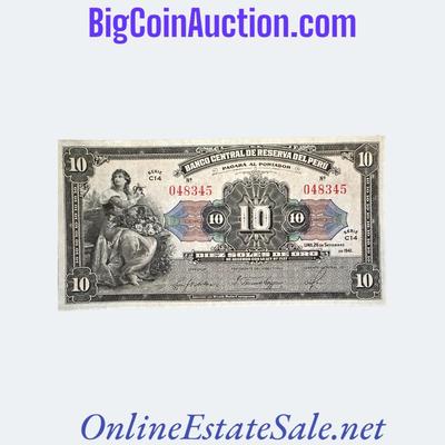 1941 PERU 10 SOLES DE ORO