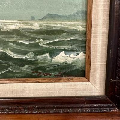 Vintage Ship at Sea Painting