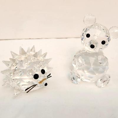 Lot #227  Lot of 2 Swarovski Crystal Animals - Bear and Porcupine