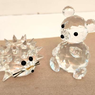 Lot #227  Lot of 2 Swarovski Crystal Animals - Bear and Porcupine
