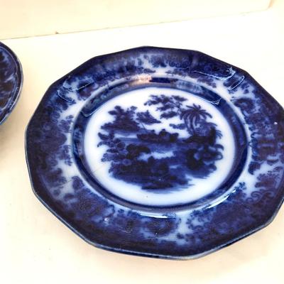Lot #230  Lot of 2 Antique English Flow Blue Pieces - ca. 1840-50