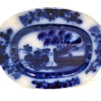 Lot #231  Lot of 2 Pieces of English Flow Blue - Plate, small platter