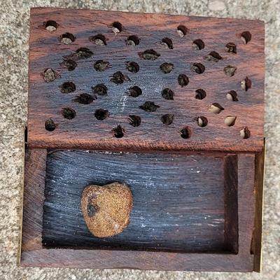 Small Wood Box with a Piece of Amber