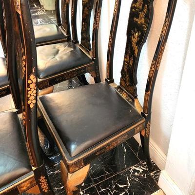 Lot #239  Set of 6 Asian Style Dining Chairs