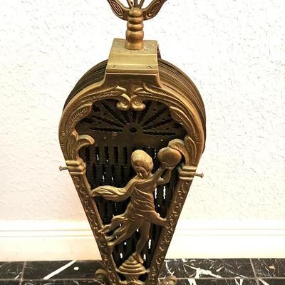 Lot #240  Brass Fire Screen - Collapsible