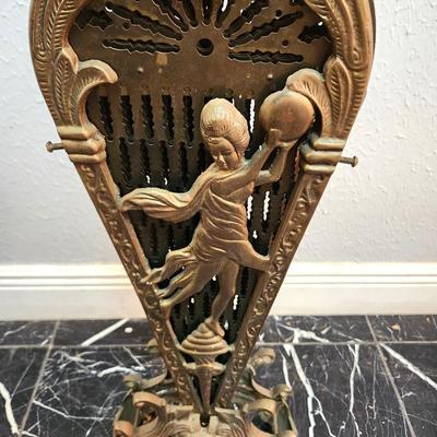 Lot #240  Brass Fire Screen - Collapsible