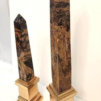Lot #244  Pair of Vintage Decorative marble Obelisks