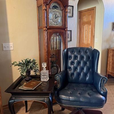 Classic Office Combo - Navy Leather, Howard Miller Clock, Game Table