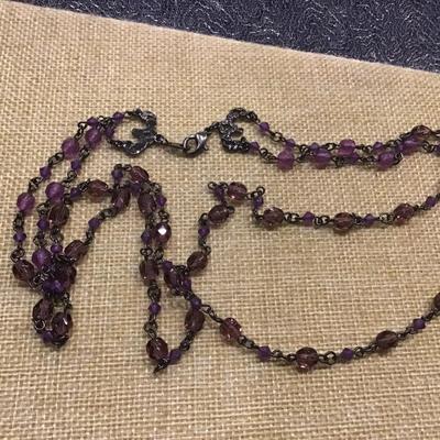 Dainty Purple Glass Necklace