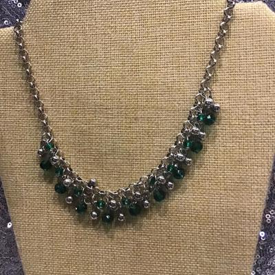 Green Glass Costume Necklace