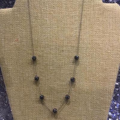 Sterling Silver  925 Gray  Sparkling Bead Necklace