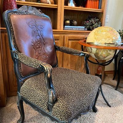 Mini Reading Nook - Leather Chair, Globe,