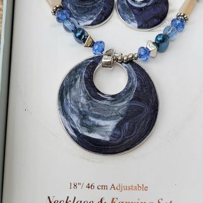 B: New Enamel Pendant Beaded Necklace and Earrings