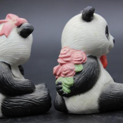Retro Avon Porcelain Sweetheart Panda Bears Cute Lovers Collectible Figurines