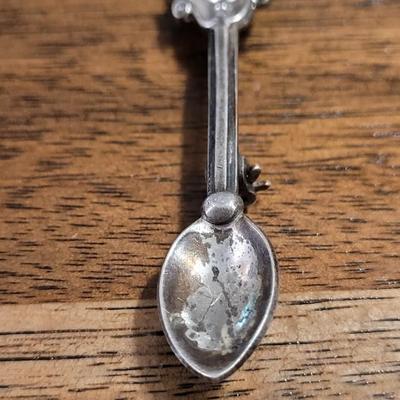 F: Antique Miniature Sterling Silver Spoon Brooch