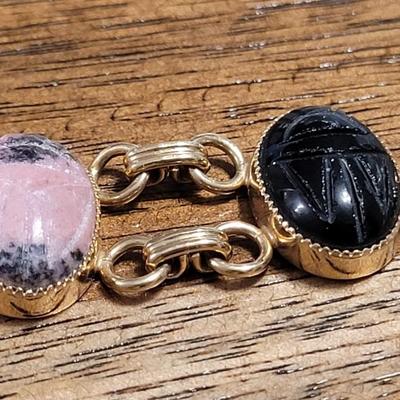 L: Gemstone 14kt Gold Fill Scarab Bracelet