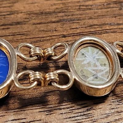 L: Gemstone 14kt Gold Fill Scarab Bracelet
