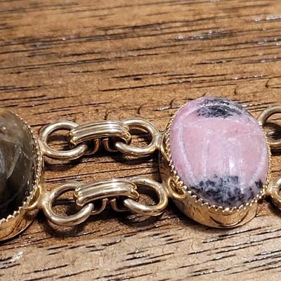 L: Gemstone 14kt Gold Fill Scarab Bracelet