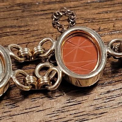 L: Gemstone 14kt Gold Fill Scarab Bracelet