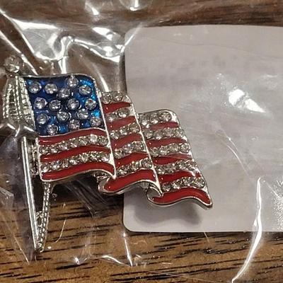 M: American Flag Pin and Earrings