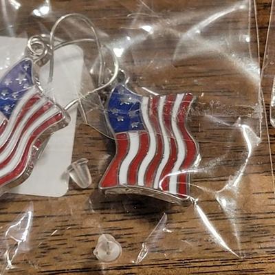 M: American Flag Pin and Earrings