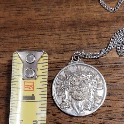 W: Sterling Jesus Pendant Necklace