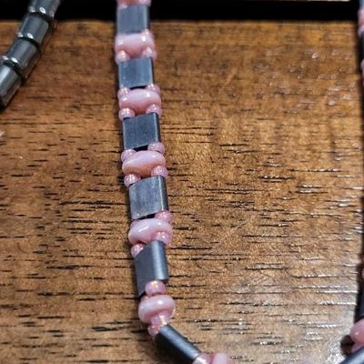 X: Hematite and Glass Beaded Necklaces