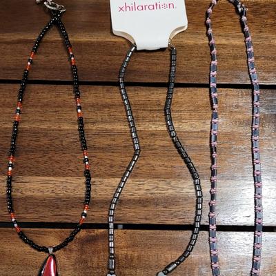 X: Hematite and Glass Beaded Necklaces