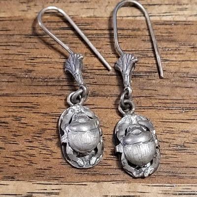 Hh: Sterling Scarab Earrings