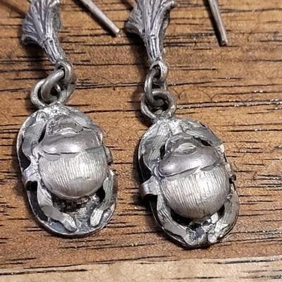 Hh: Sterling Scarab Earrings